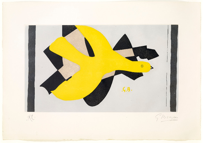 Vivantes natures : Georges Braque. L’oiseau et son ombre I. 1959, lithographie originale en couleurs sur Rives, 65 x 91 cm