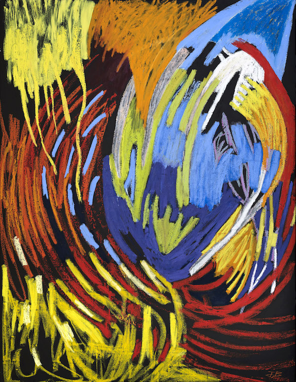 Julie Bessard. La peinture en éclats : Julie Bessard. Sans titre. 2019, pastel à l'huile et huile sur toile, 200 x 150 cm. © Ph. Jean-Baptiste Barret