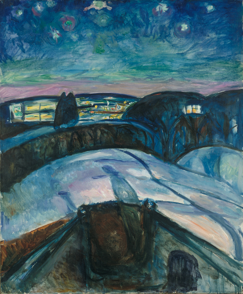 Munch : Van Gogh : Edvard Munch. Starry Night, 1922-192. Munch Museum, Oslo. Left:
