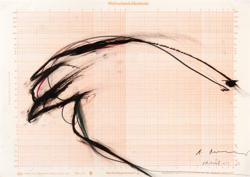 Arnulf Rainer. Œuvres sur papier. 1966 - 2010 : Arnulf Rainer Schläfer, 1967 Crayon gras, pastel et mine de plomb sur papier logarithmique. 29,8 x 42 cm