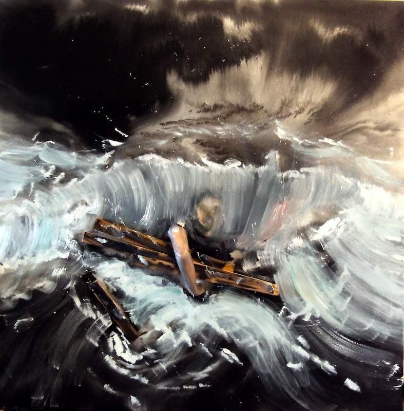 Stéphane Pencréac’h - Tempestad : Le naufrage, 2011, technique mixte et huile sur toile, 200 x 200 cm. 