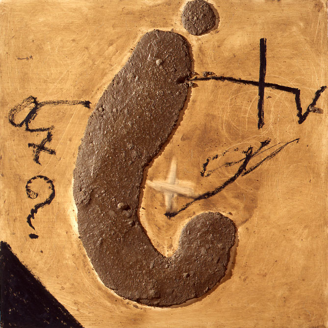 Antoni Tapies – Nouvelles peintures : Antoni Tàpies Gran signe d'interrogaciÒ, 2010 Technique mixte sur bois 150 x 150 cm. Courtesy Galerie Lelong et Antoni Tapies