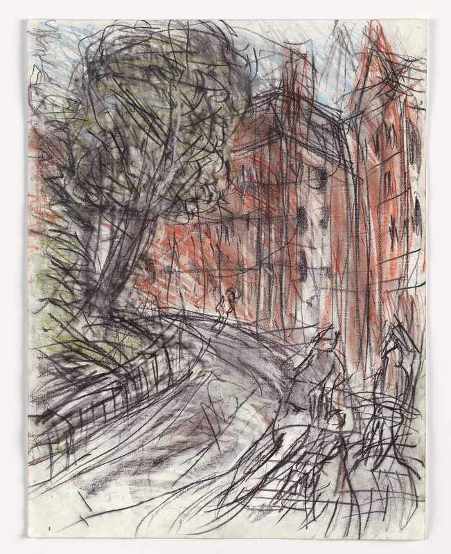 Leon Kossoff-London Landscapes : King's Cross Stromy Day n°3, Leon Kossoff, 2004, fusain et pastel sur papier, 41,8 x 29, 7 cm © Courtesy de l'artiste et galerie Lelong, Paris