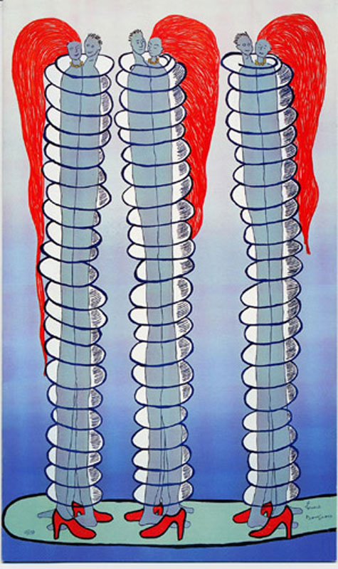 Louise Bourgeois - Estampes et dessins. : Louise Bourgeois Couples, 2001 Lithographie, 150ex. sur Arches 114 x 66 cm © Courtesy Galerie Lelong / Photo Fabrice Gibert