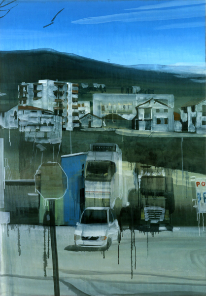 Frontalité, approches du paysage : Marc Desgrandchamps. Sans titre. huile sur toile. 200x140cm. 2008. © Galerie Zürcher