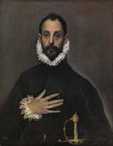 Le Greco et la peinture moderne : Le Greco. Gentilhomme avec sa main sur la poitrine. 1580, huile sur toile, 82 x 66 cm. Madrid, Museo Nacional del Prado